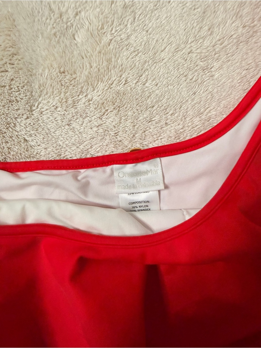 One-Shoulder Red Ruffle Women’s Swimsuit - Picture 7 of 7